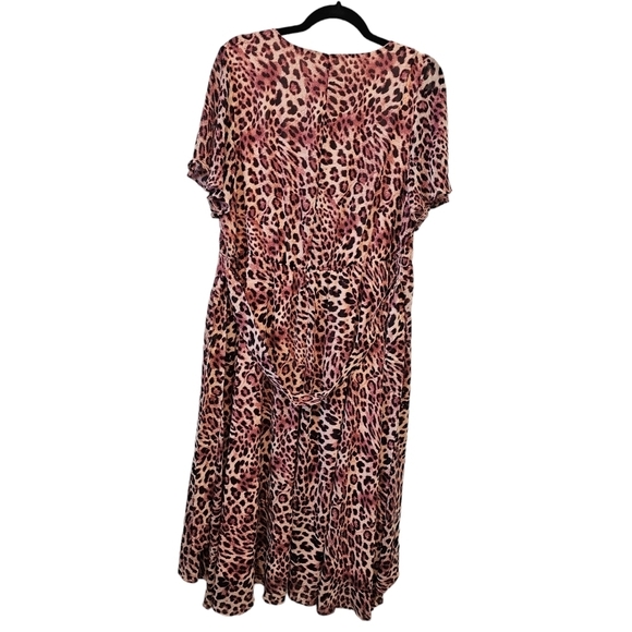Torrid Size 1 Chiffon Flutter Sleeve Elastic Band Leopard Print Wrap Dress - Picture 3 of 14